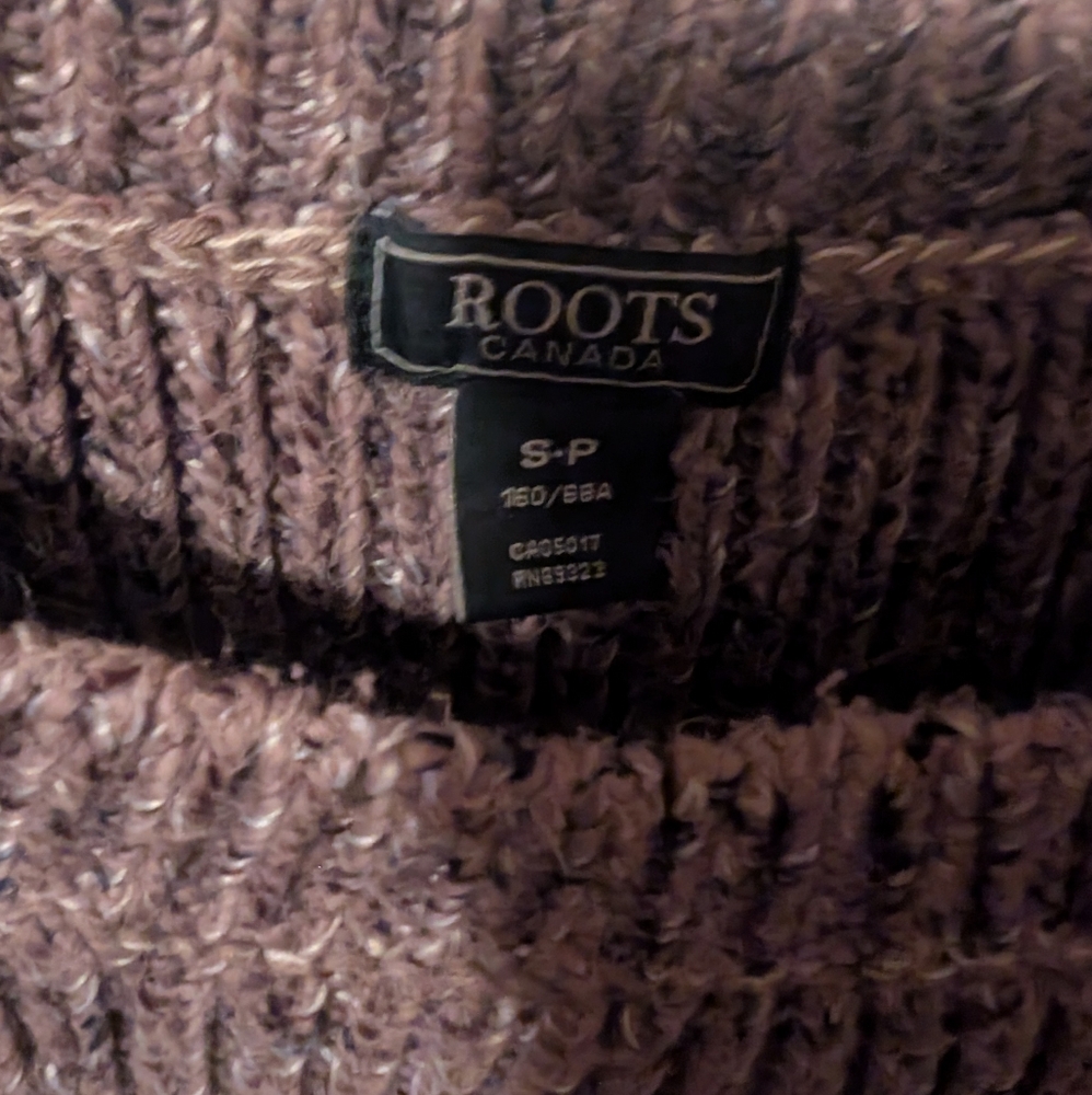 Roots Heathered Brown Cropped Boatneck Knit Cotton Sweater Size Small - Picture 5 of 12